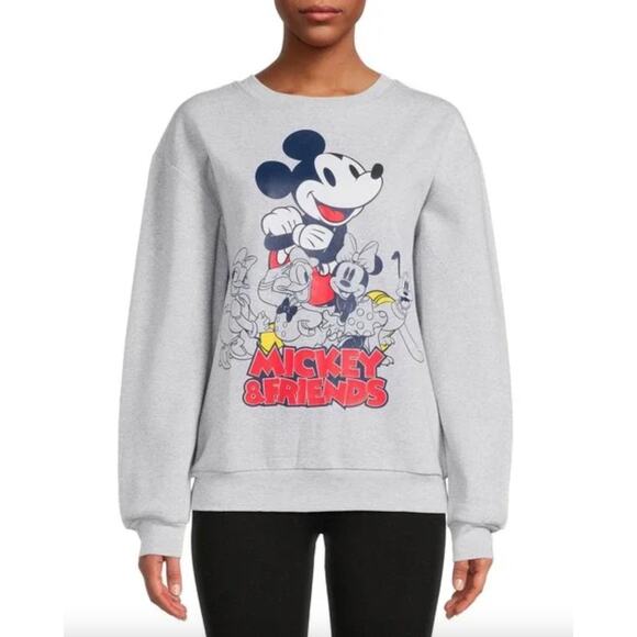 Disney | Mickey & Friends Sweatshirt | Heather Grey | Juniors' Size M (7-9) - Picture 1 of 8